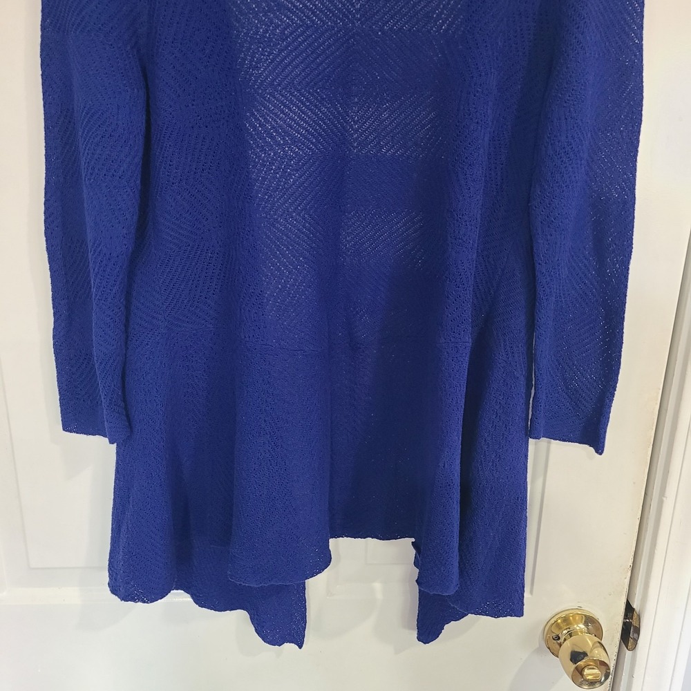 Women's Sweater-ANN TAYLOR-Royal Blue Stretch Open Lightweight Cardigan Medium - Picture 10 of 12